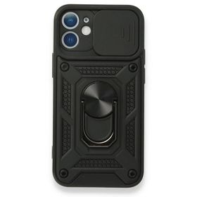 Gpack Apple iPhone 11 Tank Aramid Sürgülü Vega Yüzüklü Siyah Kılıf