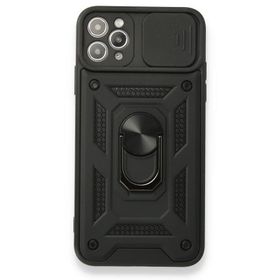Gpack Apple iPhone 11 Tank Aramid Sürgülü Vega Yüzüklü Siyah Kılıf