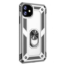 Gpack Apple iPhone 11 Vega Standlı Yüzüklü Mıknatıslı Gümüş Kılıf