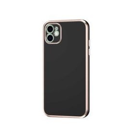 Gpack Apple iPhone 12 Bark Parlak Silikon Renkli Kenarları Rose Kahverengi Kılıf