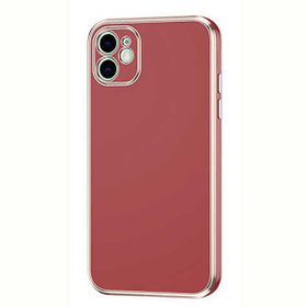 Gpack Apple iPhone 12 Bark Parlak Silikon Renkli Kenarları Rose Kahverengi Kılıf