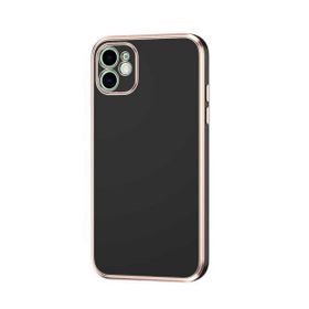 Gpack Apple iPhone 12 Bark Parlak Silikon Renkli Kenarları Rose Kahverengi Kılıf