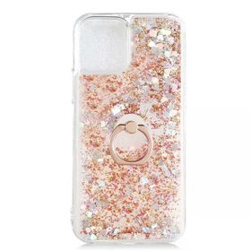 Gpack Apple iPhone 12 Milce Sulu Yüzüklü Arka Kapak Mor Silikon Kılıf