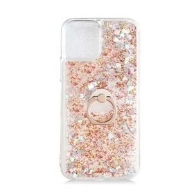 Gpack Apple iPhone 12 Milce Sulu Yüzüklü Arka Kapak Mor Silikon Kılıf