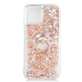 Gpack Apple iPhone 12 Milce Sulu Yüzüklü Arka Kapak Mor Silikon Kılıf