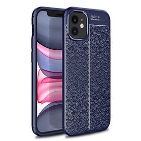 Gpack Apple Iphone 12 Niss Silikon Deri Görünümlü Nano Glass Lacivert Cep Telefonu Kılıfı