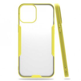 Gpack Apple İphone 12 Parfe Sarı Kenarlı Şeffaf Kapak Kılıf