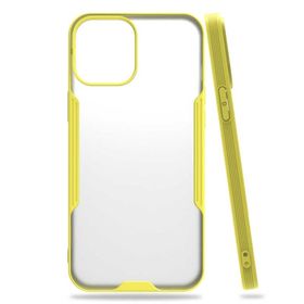 Gpack Apple İphone 12 Parfe Sarı Kenarlı Şeffaf Kapak Kılıf