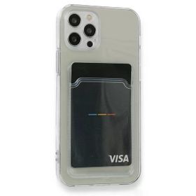 Gpack Apple iPhone 12 Pro Kartlıklı Şeffaf Silikon Lux Korumalı Kılıf