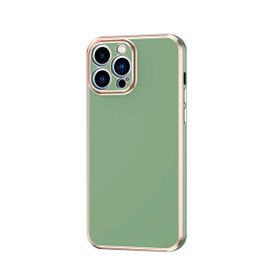 Gpack Apple iPhone 12 Pro Max Bark Parlak Silikon Renkli Kenarları Rose Koyu Yeşil Kılıf
