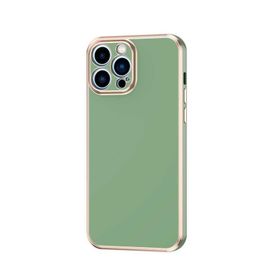 Gpack Apple iPhone 12 Pro Max Bark Parlak Silikon Renkli Kenarları Rose Koyu Yeşil Kılıf