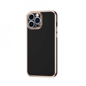 Gpack Apple iPhone 12 Pro Max Bark Parlak Silikon Renkli Kenarları Rose Koyu Yeşil Kılıf