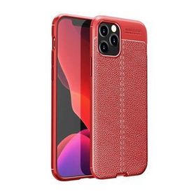 Gpack Apple Iphone 12 Pro Max Niss Deri Görünümlü Kırmızı Ekran Koruyucu Silikon Cep Telefonu Kılıfı