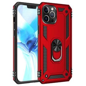 Gpack Apple Iphone 12 Pro Max Tank Koruma Vega Standlı Yüzüklü Mıknatıslı Nano Glass Kırmızı Cep Telefonu Kılıfı