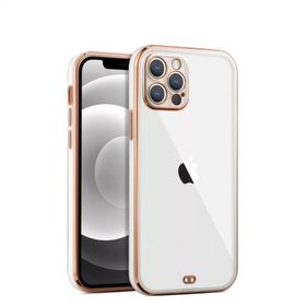 Gpack Apple iPhone 12 Pro Max Voit Silikon Arkası Şeffaf Kenar Renkli Beyaz Kılıf