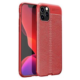 Gpack Apple Iphone 12 Pro Niss Deri Görünümlü Kırmızı Ekran Koruyucu Silikon Cep Telefonu Kılıfı