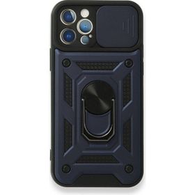 Gpack Apple iPhone 12 Pro Tank Aramid Sürgülü Vega Yüzüklü Lacivert Kılıf