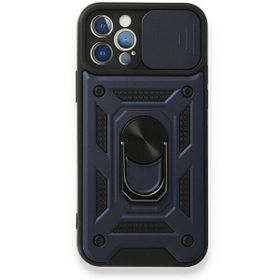 Gpack Apple iPhone 12 Pro Tank Aramid Sürgülü Vega Yüzüklü Lacivert Kılıf