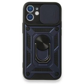 Gpack Apple iPhone 12 Tank Aramid Sürgülü Vega Yüzüklü Lacivert Kılıf