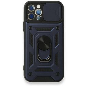 Gpack Apple iPhone 12 Tank Aramid Sürgülü Vega Yüzüklü Lacivert Kılıf