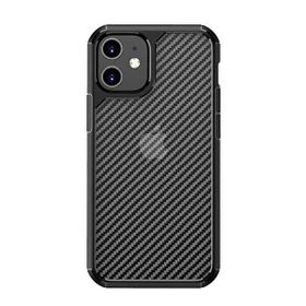 Gpack Apple iPhone 12 Transparan Fiber Karbon Tank Koruma Siyah Kılıf