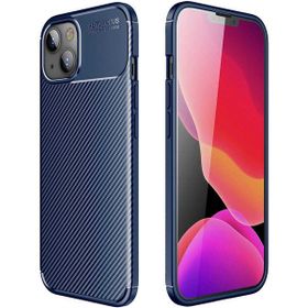 Gpack Apple iPhone 13 Negro Karbon Görünüm Dizayn Silikon Lacivert Kılıf
