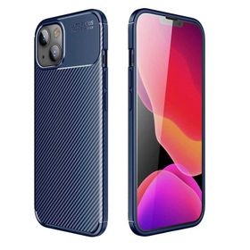 Gpack Apple iPhone 13 Negro Karbon Görünüm Dizayn Silikon Lacivert Kılıf