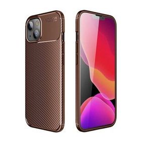 Gpack Apple Iphone 13 Negro Karbon Görünüm Dizayn Silikon Nano Glass Kahverengi Cep Telefonu Kılıfı
