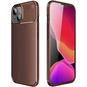 Gpack Apple Iphone 13 Negro Karbon Görünüm Dizayn Silikon Nano Glass Kahverengi Cep Telefonu Kılıfı