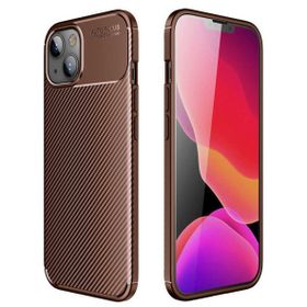 Gpack Apple Iphone 13 Negro Karbon Görünüm Dizayn Silikon Nano Glass Kahverengi Cep Telefonu Kılıfı