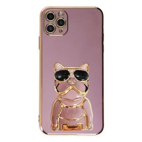 Gpack Apple iPhone 13 Pro Kamera Korumalı Köpek Desenli Standlı Silikon Kılıf