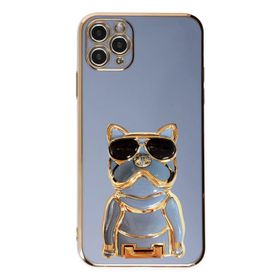 Gpack Apple iPhone 13 Pro Kamera Korumalı Köpek Desenli Standlı Silikon Kılıf