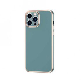Gpack Apple iPhone 13 Pro Max Bark Parlak Silikon Renkli Kenarları Rose Koyu Yeşil Kılıf