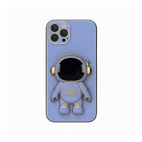 Gpack Apple iPhone 13 Pro Max Kamera Korumalı Astronot Desenli Standlı Silikon Turkuaz Kılıf