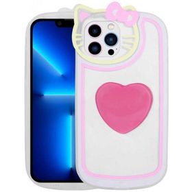 Gpack Apple iPhone 13 Pro Max Kedi Figürlü Transparan Pop Soketli Ritmik Kapak Kılıf