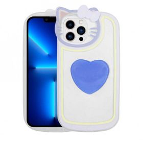 Gpack Apple iPhone 13 Pro Max Kedi Figürlü Transparan Pop Soketli Ritmik Kapak Kılıf