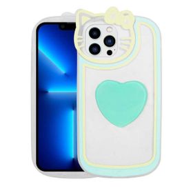 Gpack Apple iPhone 13 Pro Max Kedi Figürlü Transparan Pop Soketli Ritmik Kapak Kılıf