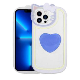 Gpack Apple iPhone 13 Pro Max Kedi Figürlü Transparan Pop Soketli Ritmik Kapak Kılıf