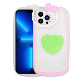 Gpack Apple iPhone 13 Pro Max Kedi Figürlü Transparan Pop Soketli Ritmik Kapak Kılıf