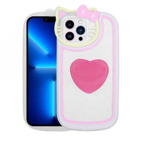 Gpack Apple iPhone 13 Pro Max Kedi Figürlü Transparan Pop Soketli Ritmik Kapak Kılıf