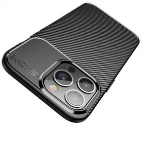 Gpack Apple iPhone 13 Pro Max Negro Karbon Görünüm Dizayn Silikon Kahverengi Kılıf
