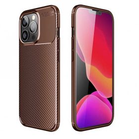 Gpack Apple iPhone 13 Pro Max Negro Karbon Görünüm Dizayn Silikon Kahverengi Kılıf