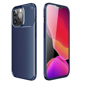 Gpack Apple iPhone 13 Pro Max Negro Karbon Görünüm Dizayn Silikon Lacivert Kılıf