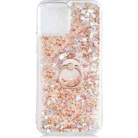 Gpack Apple iPhone 13 Pro Milce Sulu Yüzüklü Silikon Arka Kapak Gold Kılıf