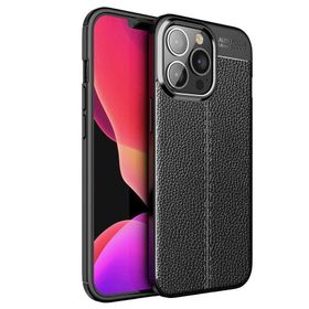 Gpack Apple Iphone 13 Pro Niss Silikon Deri Görünümlü Siyah Nano Glass Cep Telefonu Kılıfı
