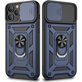 Gpack Apple İphone 13 Pro Sert Silikon Tank Aramid Sürgülü Vega Yüzüklü Kılıf