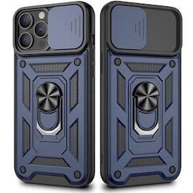 Gpack Apple İphone 13 Pro Sert Silikon Tank Aramid Sürgülü Vega Yüzüklü Kılıf