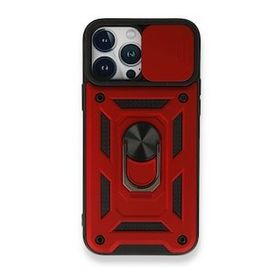 Gpack Apple iPhone 13 Pro Tank Aramid Sürgülü Vega Yüzüklü Kırmızı Kılıf
