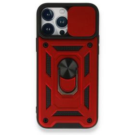 Gpack Apple iPhone 13 Pro Tank Aramid Sürgülü Vega Yüzüklü Kırmızı Kılıf