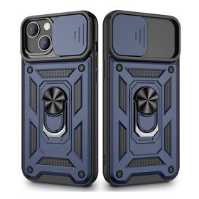 Gpack Apple iPhone 13 Tank Aramid Sürgülü Vega Yüzüklü Nano Lacivert Kılıf